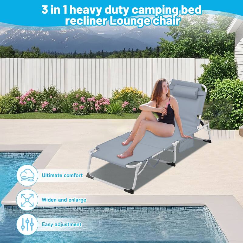 3-in-1 Heavy Duty Tanning Chair with Face Hole