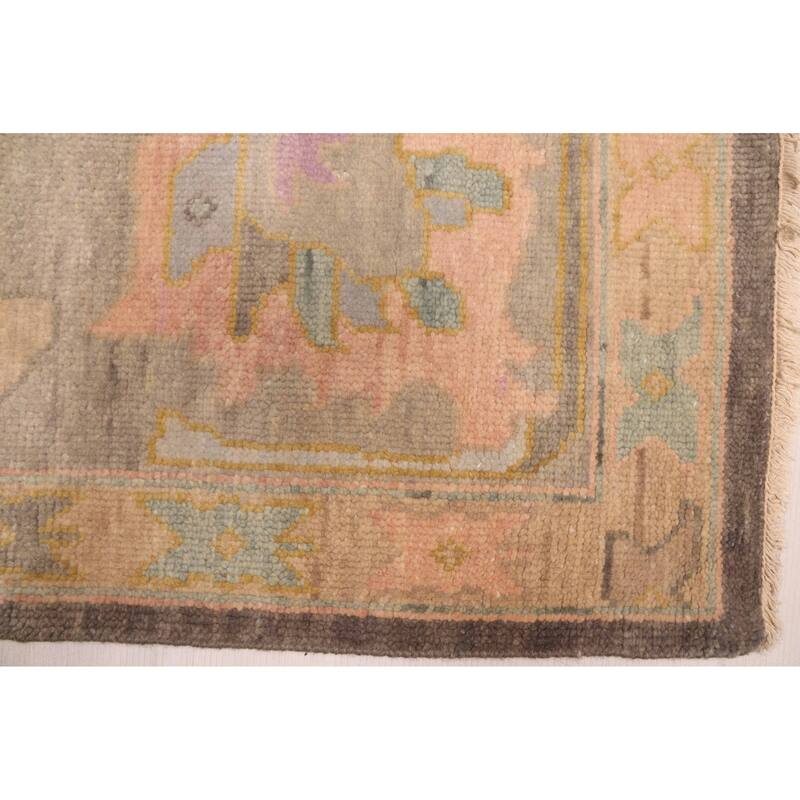 ECARPETGALLERY Hand-knotted Modern Oushak Dark Grey Wool Rug - 8'9 x 11'9