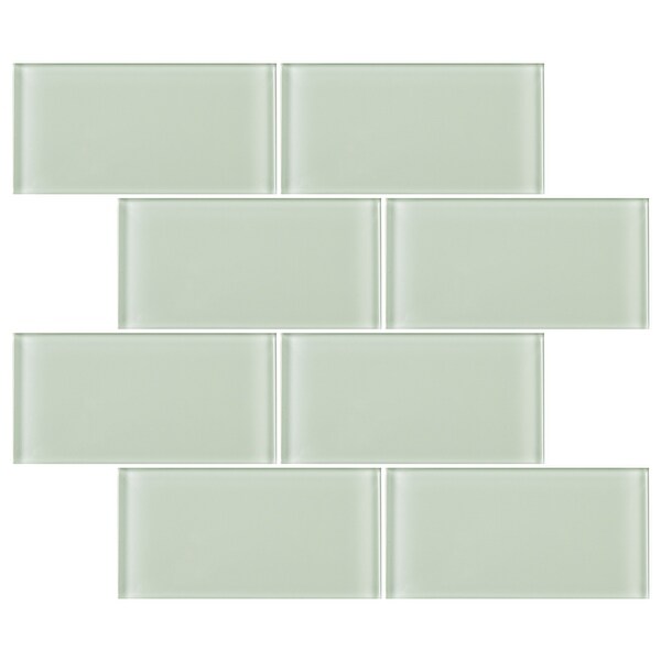 TileGen. 3" x 6" Glass Subway Tile in Mint White Wall Tile (80 tiles/10sqft.). Opens flyout.
