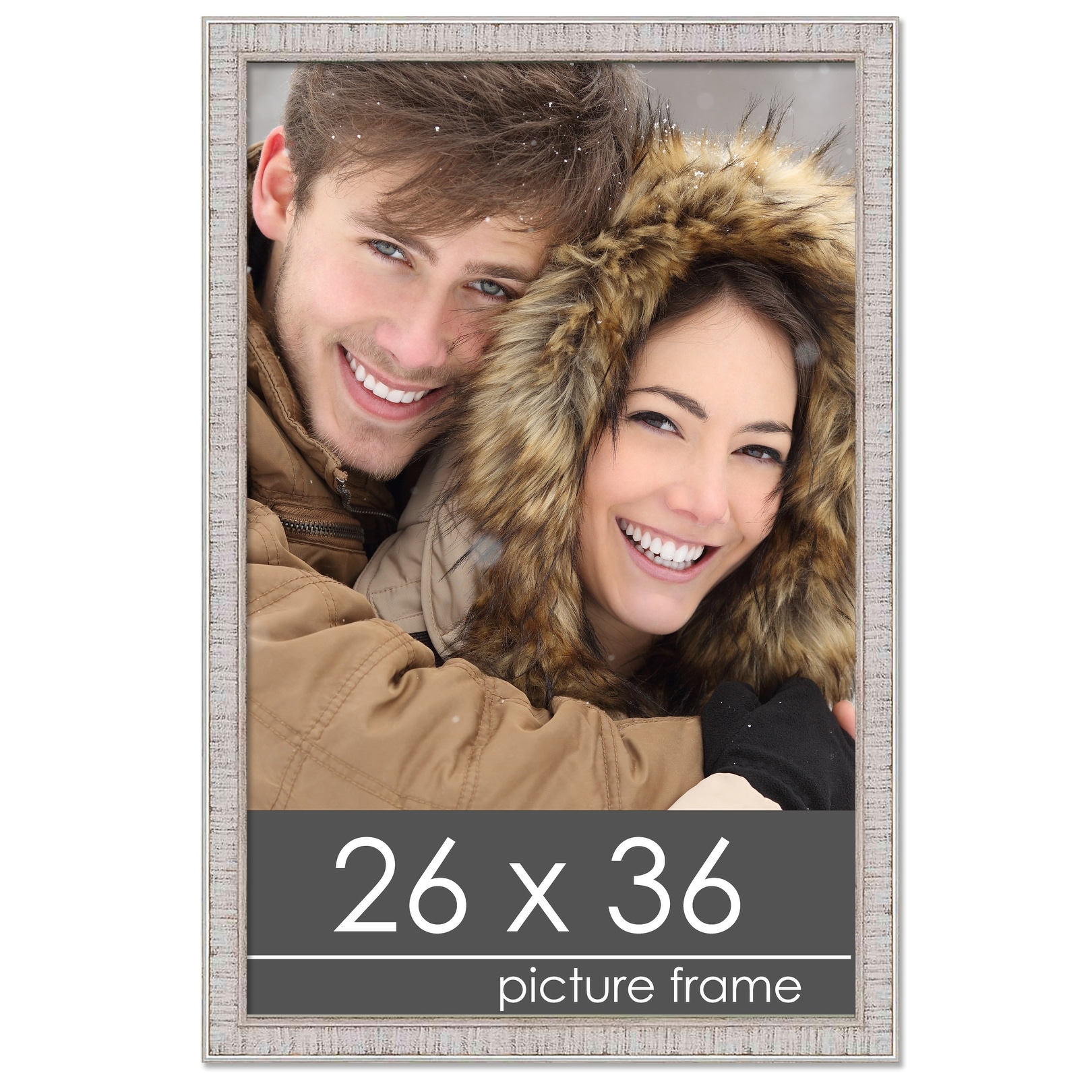 26x36 Distressed/Aged Complete Wood Picture Frame with UV Acrylic, Foam Board Backing, & Hardware - Brown