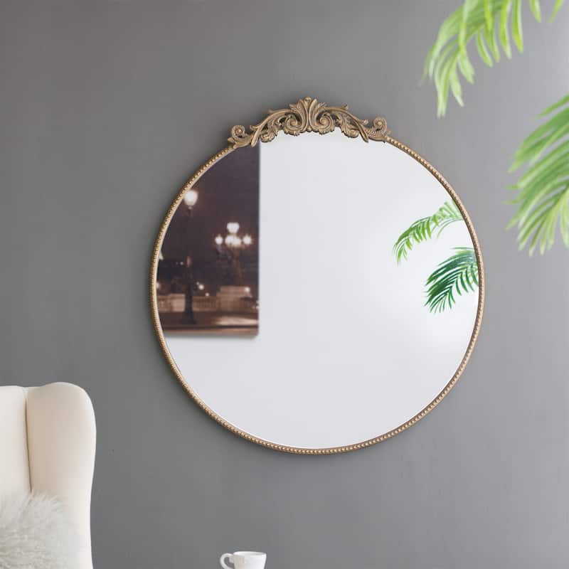 Round Wall Mounted Mirror with Metal Frame