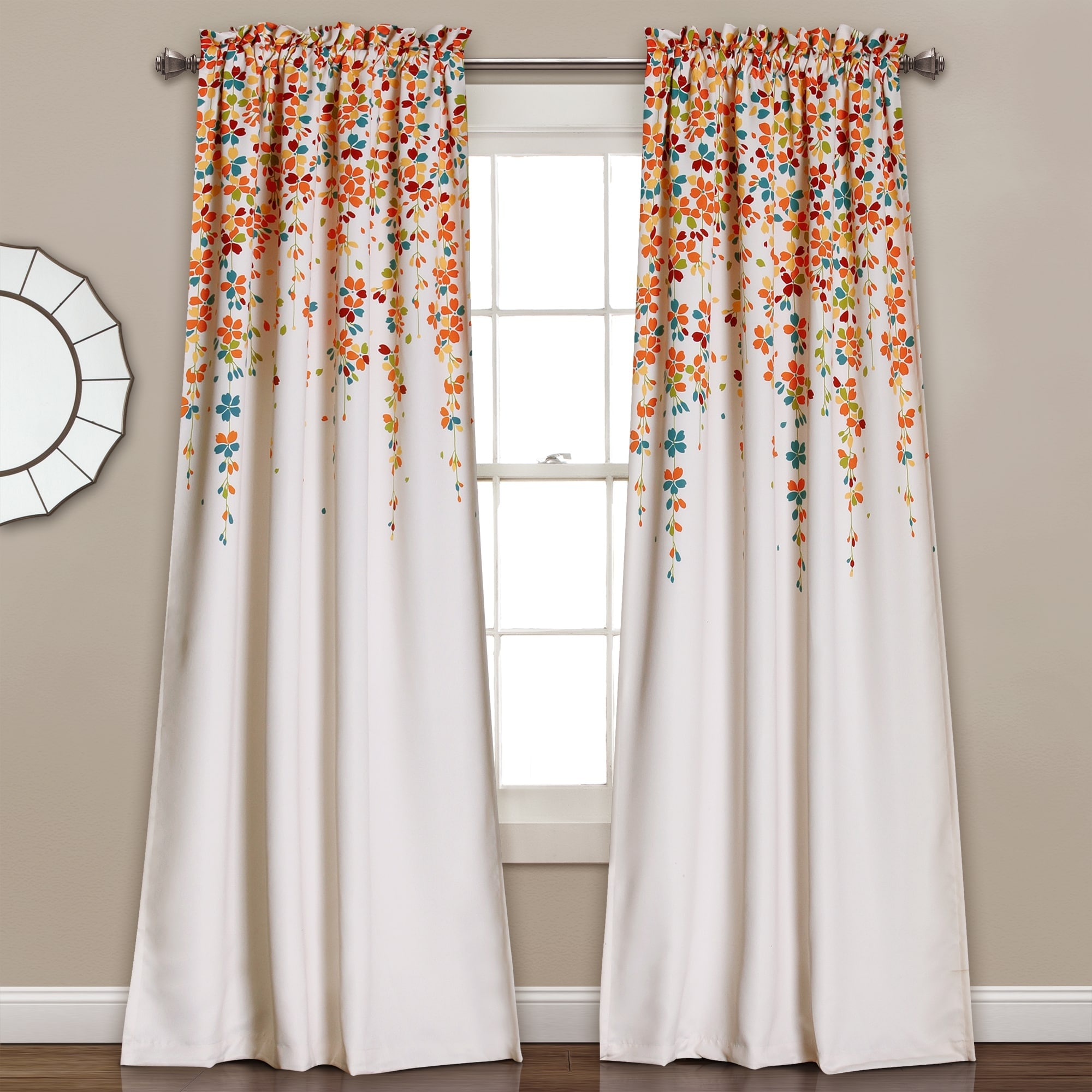 Lush Decor Weeping Flowers Room Darkening Curtain Panel Pair