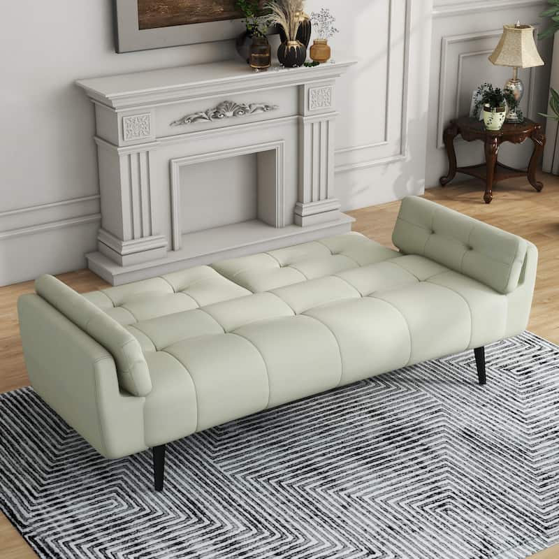 75" Convertible Sleeper Futon Sofa Bed With Adjustable Tufted Back