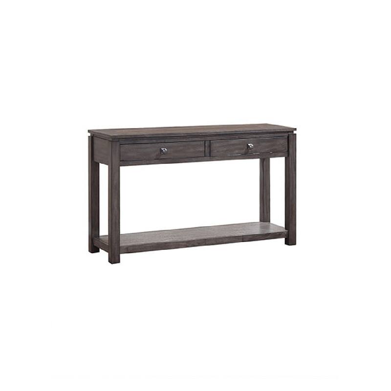 53" gray rectangular wooden sofa console table with drawers and shelf