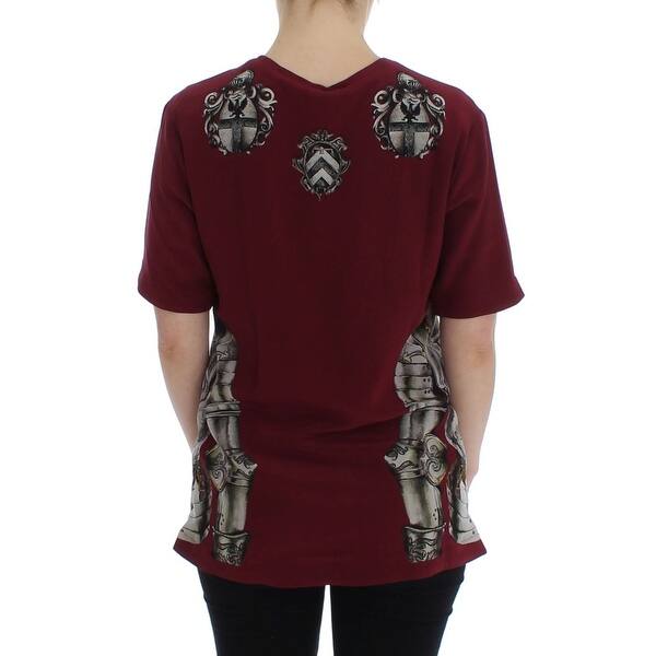Shop Dolce Gabbana Red Knight Print Silk Blouse Women S T Shirt