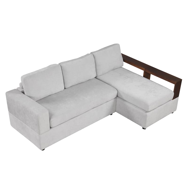 Christopher Knight Home - 87.4" L-Shaped Sectional Sofa with Reversible Armrests and Integrated Chaise Lounge