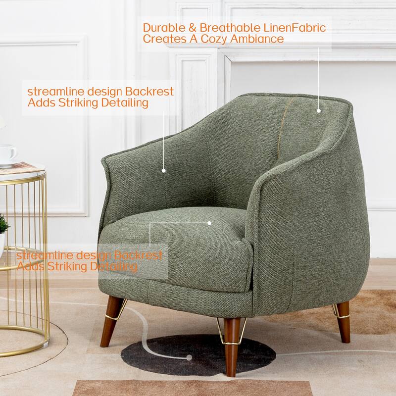 XINMICS Mid-Century Modern Accent Chair, Tufted Upholstered Armchair for Living Room, Bedroom, Set of 1