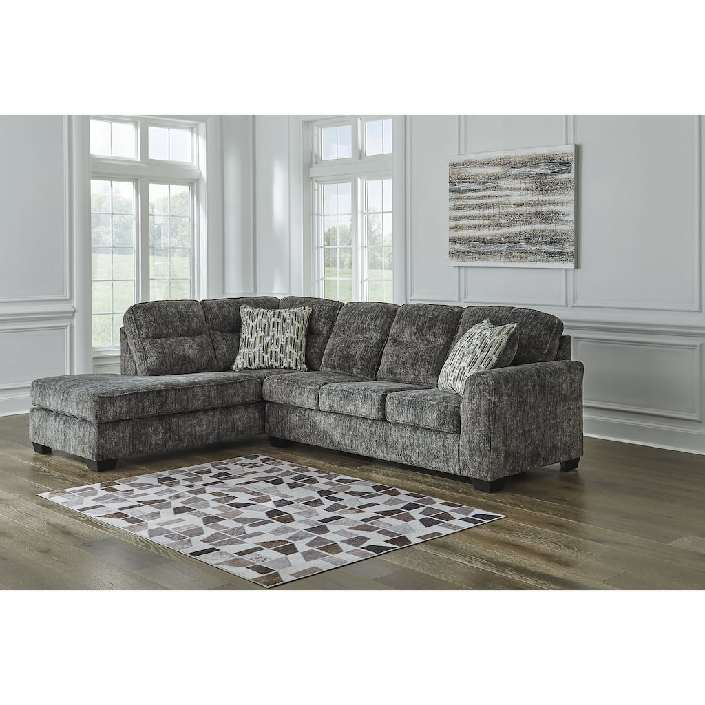 Signature Design by Ashley Lonoke Gray 2-Piece Sectional with Chaise - 116"W x 89"D x 40"H