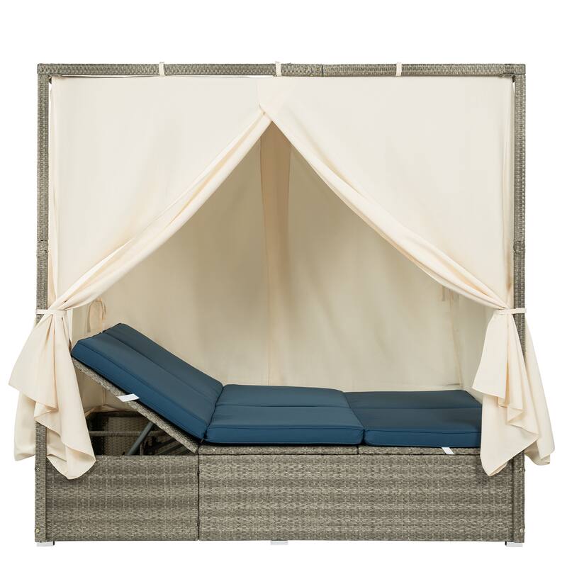 Adjustable Gear Sunlounger with Cushion for Outdoor Tanning & Relax