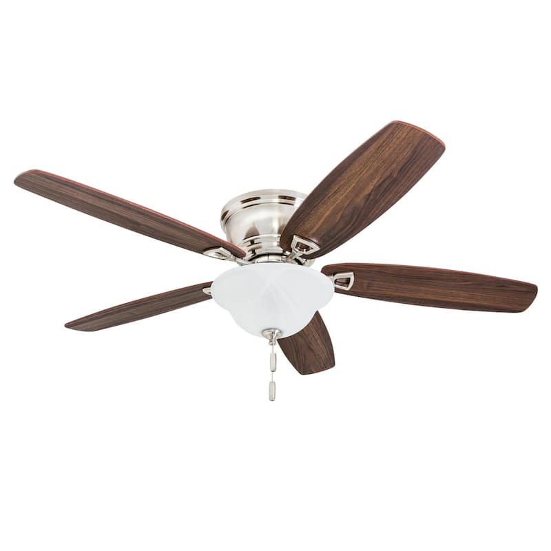 52" Honeywell Glen Alden Brushed Nickel LED Indoor Ceiling Fan with Light & Pull Chain