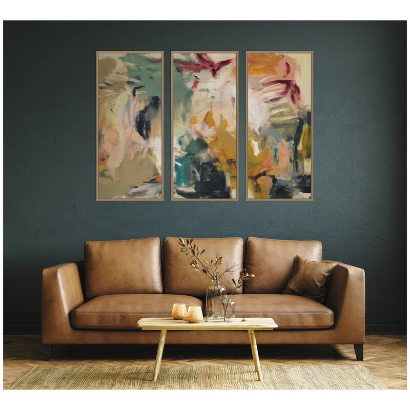 Kate and Laurel Painted Storm No. 2 Panel 3 Piece Framed Canvas Wall Art Set by Amy Lighthall