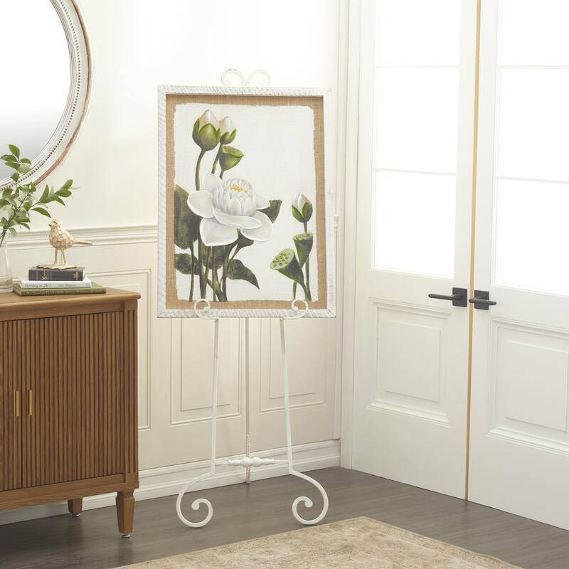 Metal Scroll Large Adjustable 3 Tier Display Easel with Chain Support - White - Roche River Decor