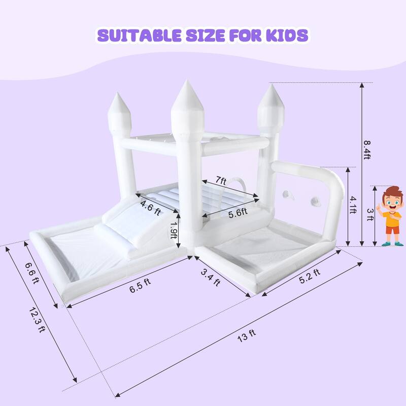 13x12.3x8.3ft Inflatable Bounce House with Blower, Slide, Ball Pit, Basketball Hoop for big kids - 13 x 12.3 x 8.3 ft