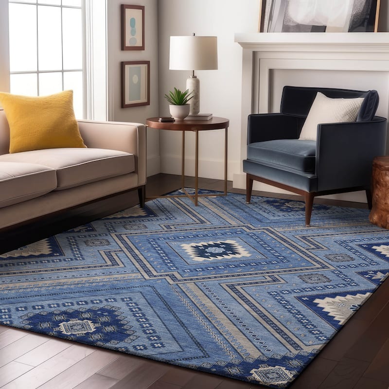 Premium Washable Super Soft Boho Global Mayfield Rug - Blue - 2'6" x 3'10"