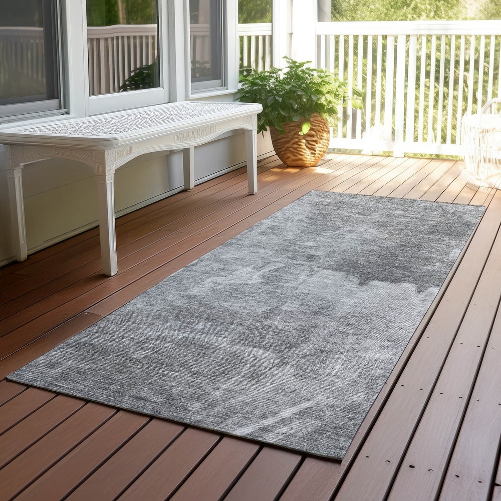 Machine Washable Indoor/ Outdoor Abstract Modern Chantille Rug
