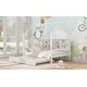 preview thumbnail 12 of 16, Wooden Twin Size House Bed with Trundle,Kids Bed with Shelf, White