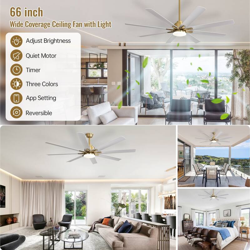 Modern Ceiling Fan With Light Smart Life APP Remote Control Timer For Alexa Google Bedroom Farmhouse