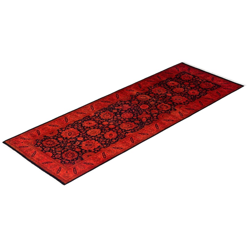Overdyed, One-of-a-Kind Hand-Knotted Area Rug - Orange - 3' 0" x 8' 7"