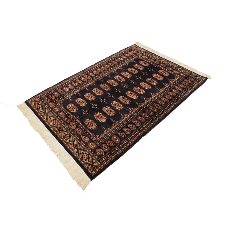 Rustic Bokhara Porter Blue/Blue Hand Knotted Wool Rug - 4'3'' x 5'3''
