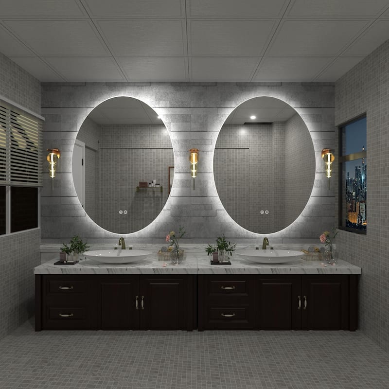 KIOTEE Oval Backlit LED Lighted Anti-Fog Bathroom Vanity Mirror with ETL and 3-Year Warranty