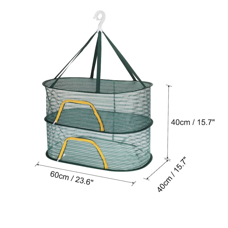 Folded Mesh Clothes Hanging Dryer, Sweater Drying Rack, Dark Green - Dark Green