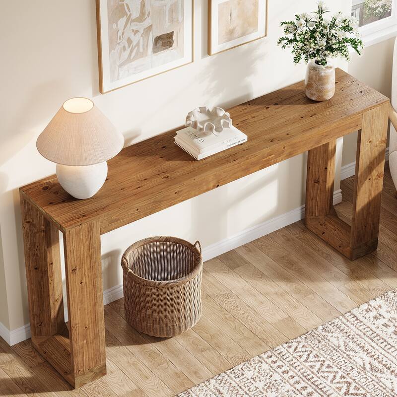 Sofa Table Behind Couch with Reinforced Base for Entryway