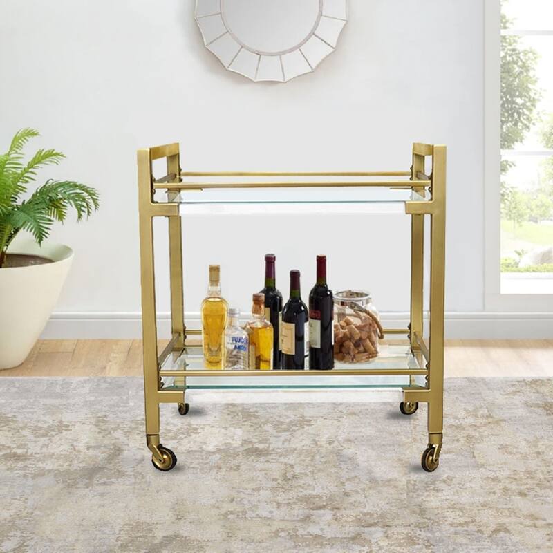 Pasargad Home Baylor Lucite & Stainless Steel Serving Table