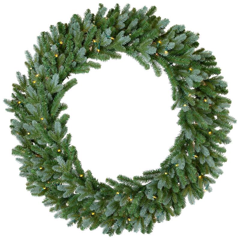 Pre-Lit Artificial Blue Spruce Christmas Wreath - 48" - Clear