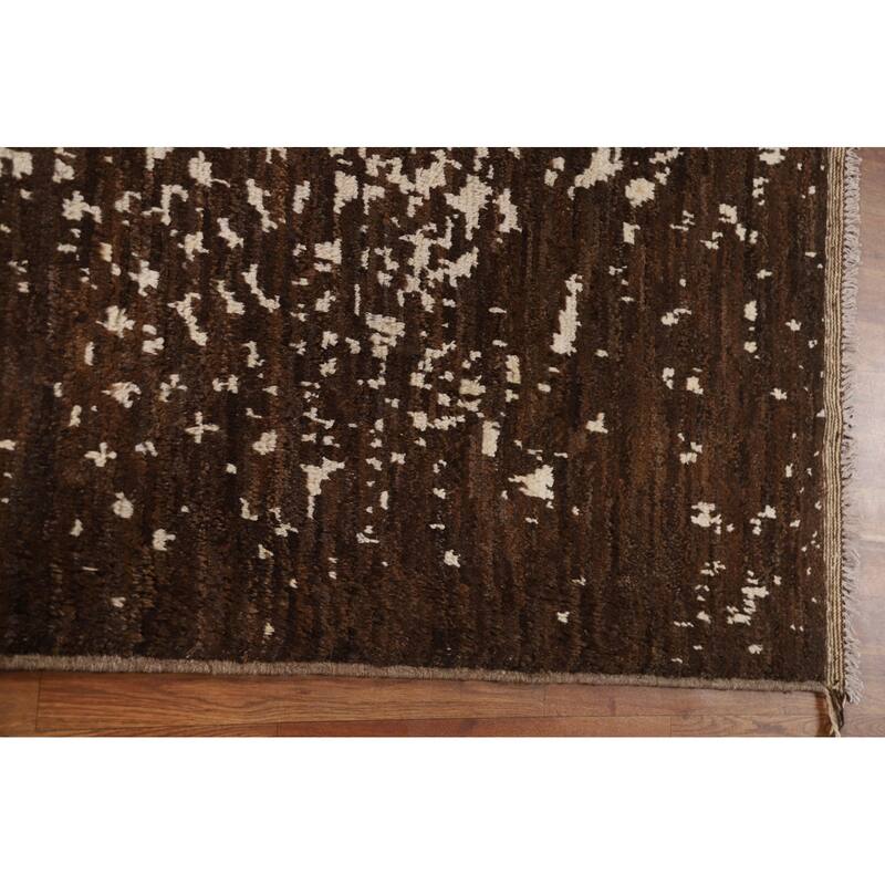 Hand Knotted Oriental 100% Wool Carpet Tribal Tribal Brown Moroccan Area Rug - 8' 2'' X 5' 8''