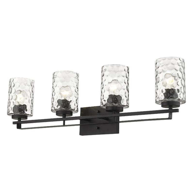 120 Voltage Transitional Flush Mount Vanity Light with Clear Glass Shade and Dimmable Hardwired Fixture - 4 - Matte Black
