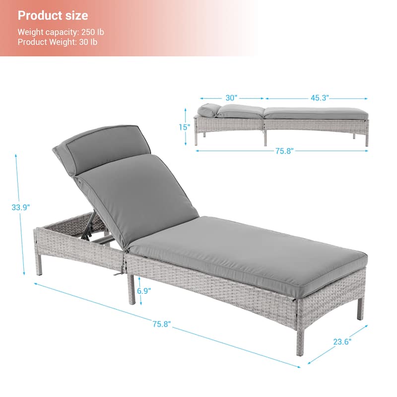 LIVOOSUN 2Pcs Patio Chair Rattan Single Lounge Water-Repellent Cushion