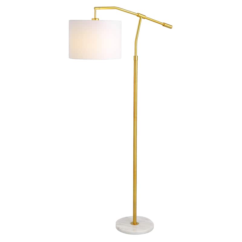 Marble Floor Lamp With Gold And White Finish - 13"D x 32"W x 61"H - White & Gold