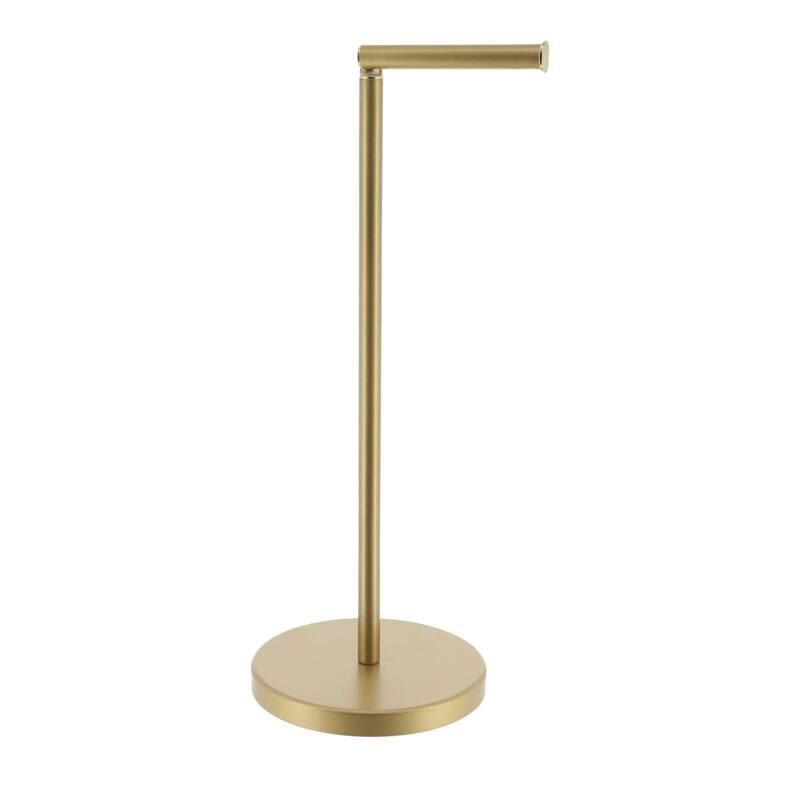 Sleek Toilet Paper Holder with Folding Arm and Reserve Compact Freestanding Metal Holder - Diameter 8 inches X 22" H