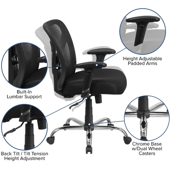 Big Tall 400 lb. Rated Mesh Swivel Ergonomic Task Office Chair
