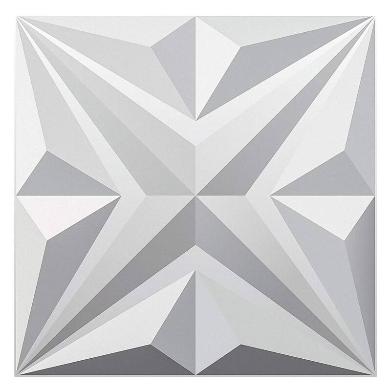 Art3d PVC 3D Wall Panel Diamond for Interior Wall Décor , 3D Textured Wall Panels, Pack of 12 Tiles - White