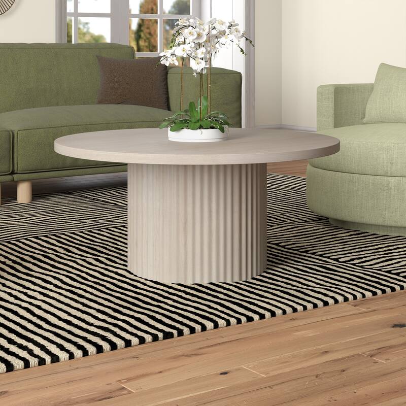 Rollan 32" Wide Round Fluted Coffee Table - 32" Wide