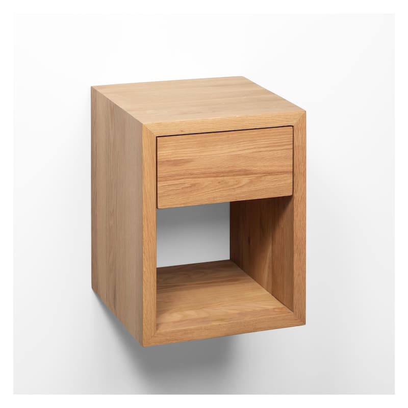 Artisan Oak Floating Nightstand with Modern Wall-Mounted Drawer
