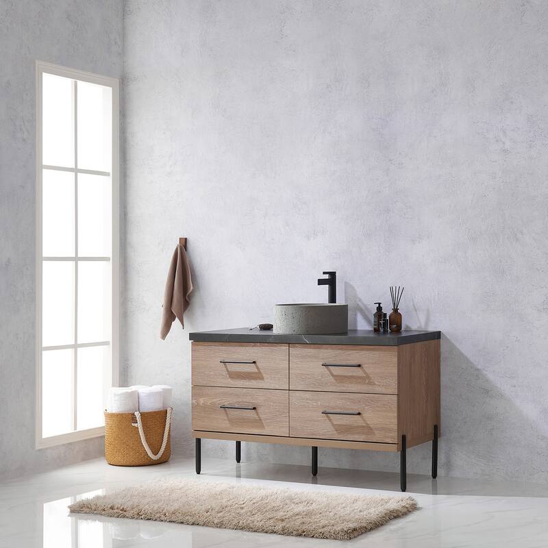 Trento Bath Vanity with Sintered Stone Top with Concrete Sink (R)