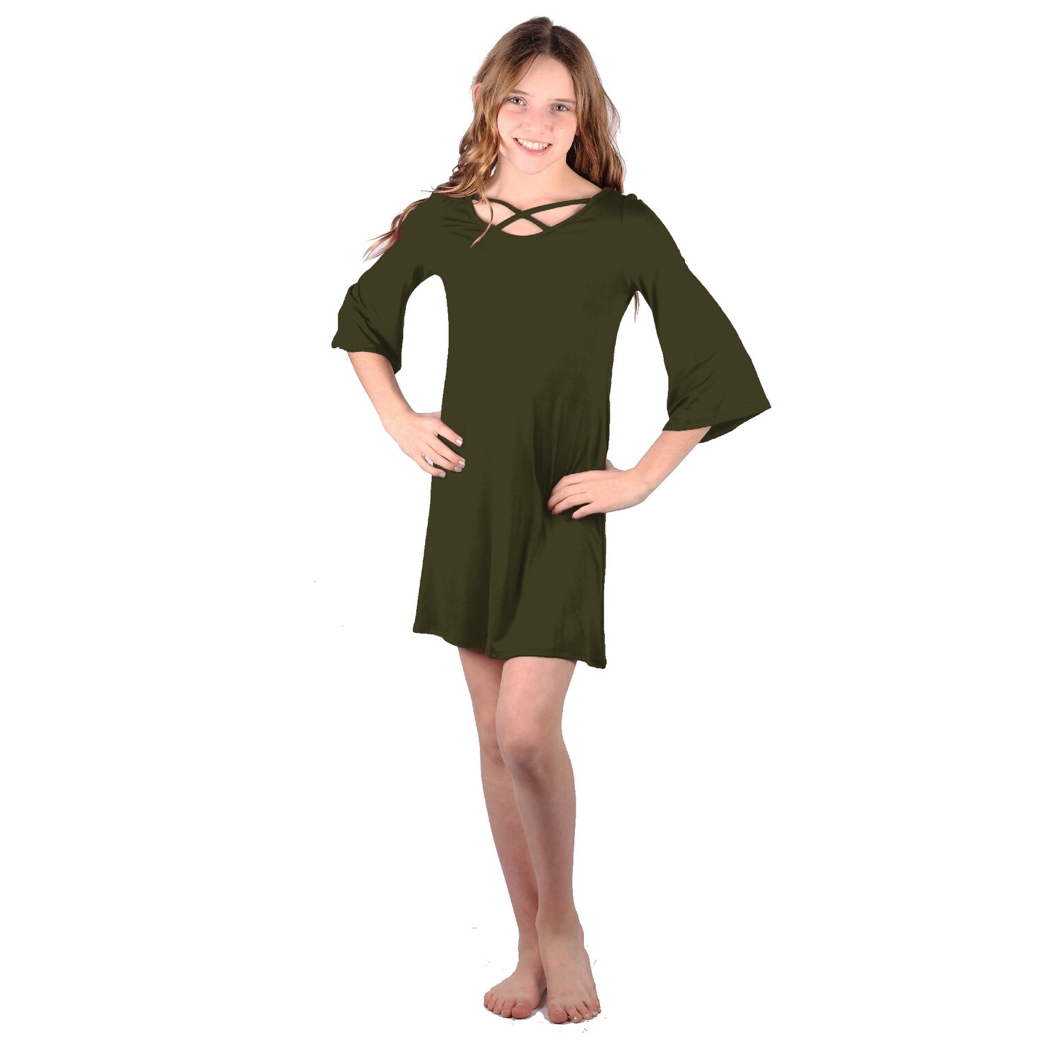 little girl olive green dress
