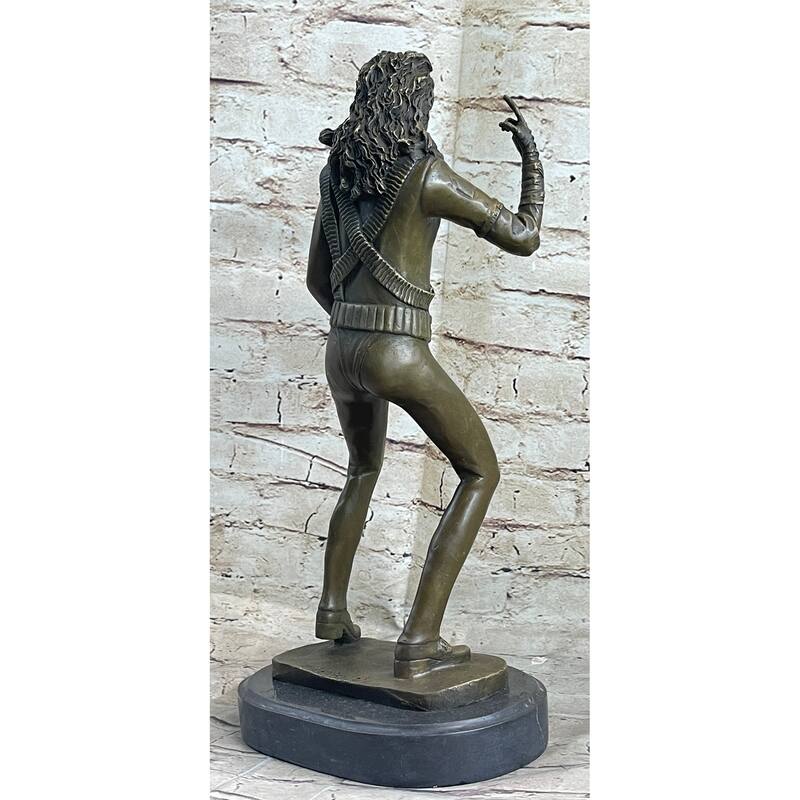 Original Aldo Vitaleh Michael Jackson Bronze Sculpture Figurine Marble Base Deco