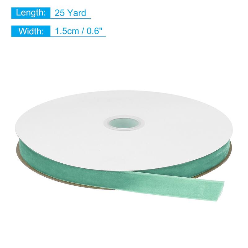 Velvet Ribbon 1 1/2 Inch Single Face Spool Silky for DIY Crafts - Light Green - 5/8 Inch x 25 Yard