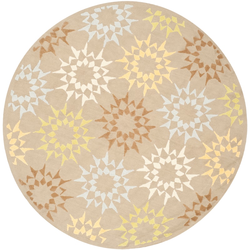 Martha Stewart by SAFAVIEH Quilt Cotton Rug - 6' Round - Opal/Grey