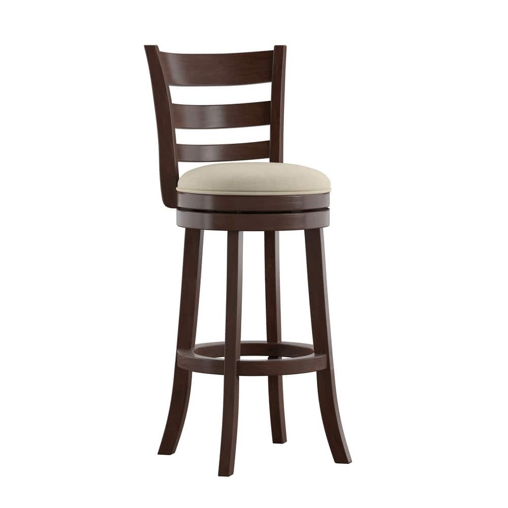 Verona Linen Ladder Back Swivel Bar Stool by iNSPIRE Q Classic