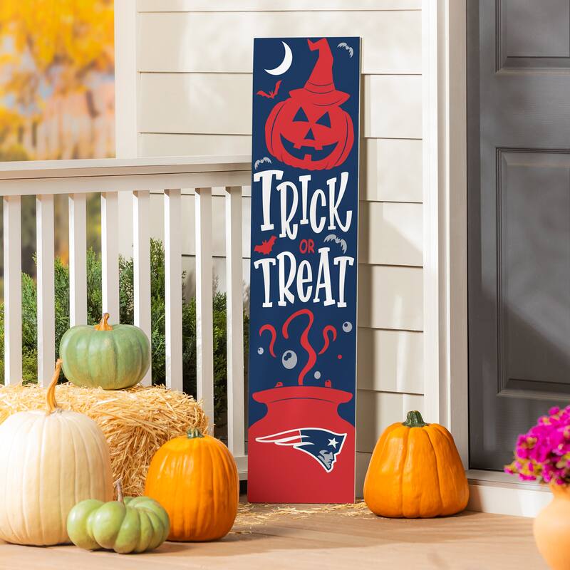 47" Double Sided Seasonal Porch Leaner, New England Patriots - 47" x 11.25" - Halloween