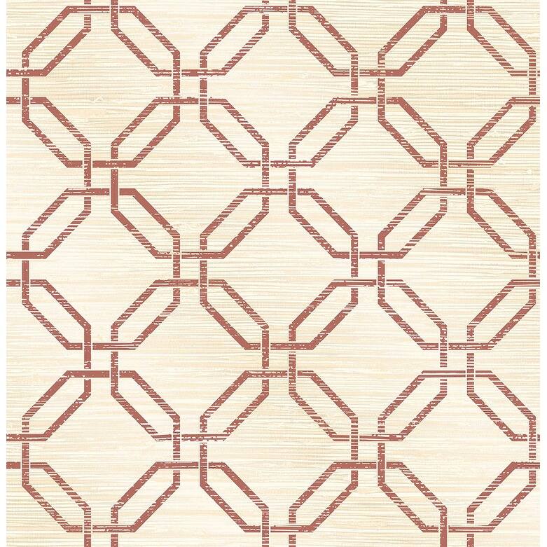Brewster Phaius Burgundy Trellis Wallpaper - 20.5in x 396in x 0.025in
