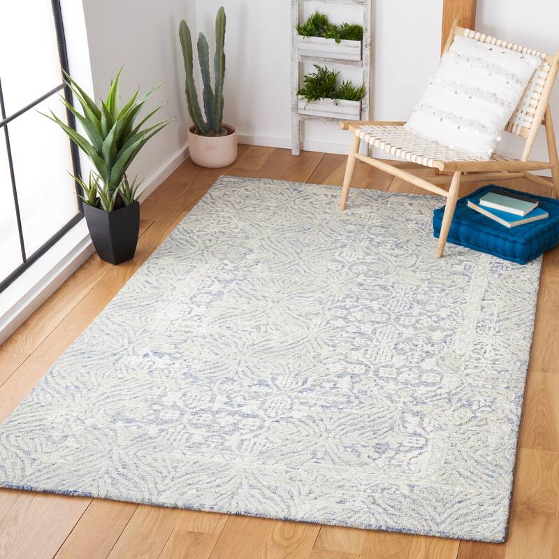 SAFAVIEH Handmade Metro Umaymah Wool Rug - 5' x 8' - Blue/Ivory