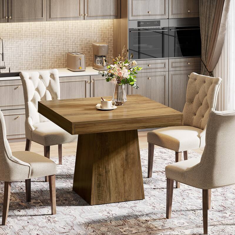 Square Dining Table for 4, 31.5-Inch Kitchen Table with Pedestal Base - 31.5"D x 31.5"W x 29.53"H