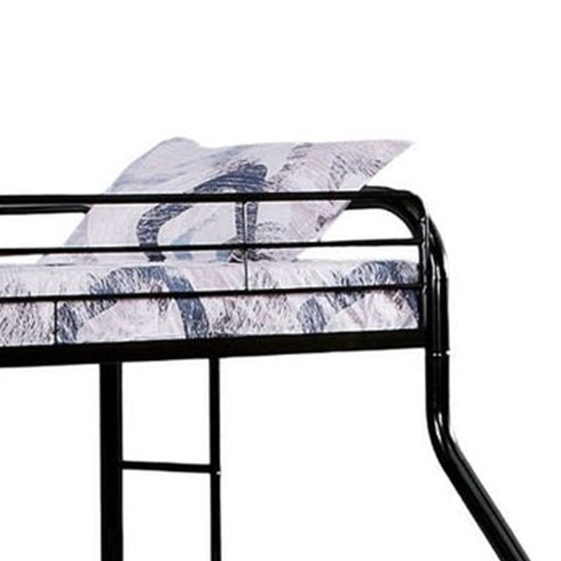 Fegy Twin over Full Bunk Bed with Ladder and Rails, Black Metal Frame