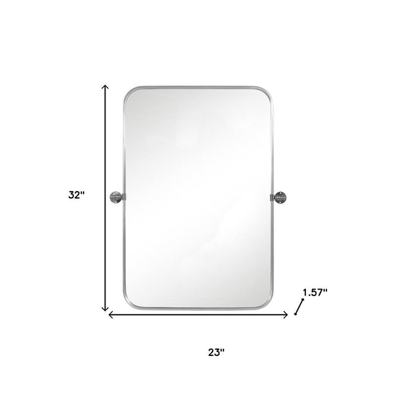 HomeRoots Set of Two 32" Silver Metal Framed Accent Mirrors - 23.00 in. x 32.00 in. x 1.57 in.