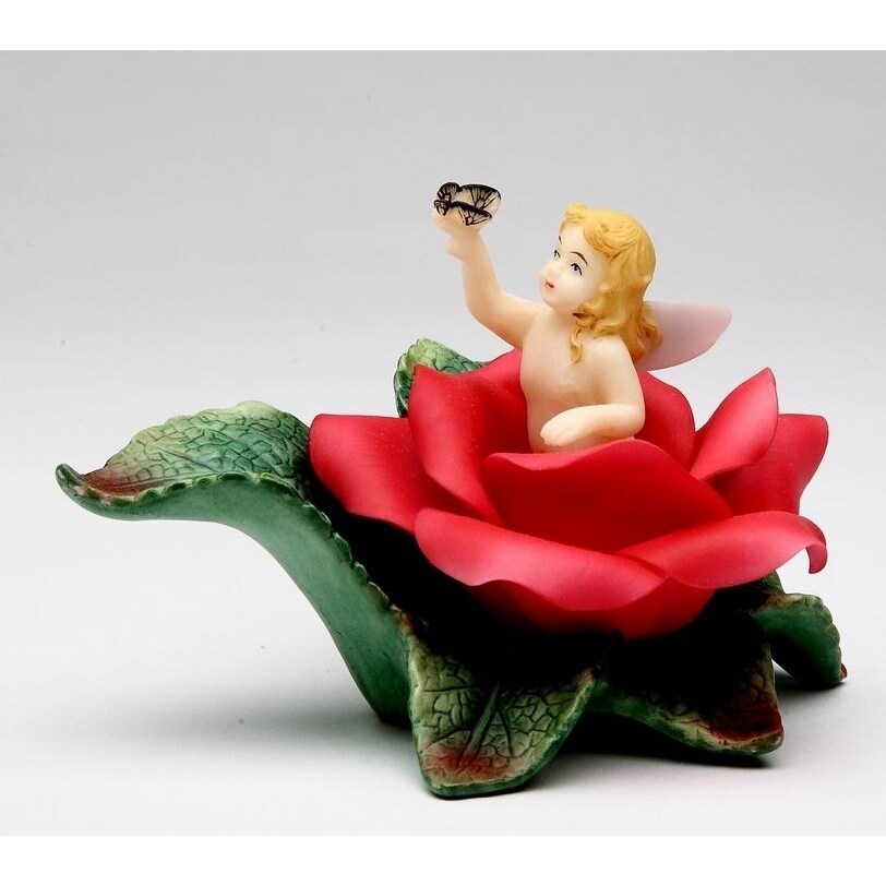 Ceramic Angel In Bloom Figurine Red Rose 3.875In - Bed Bath & Beyond -  42216730